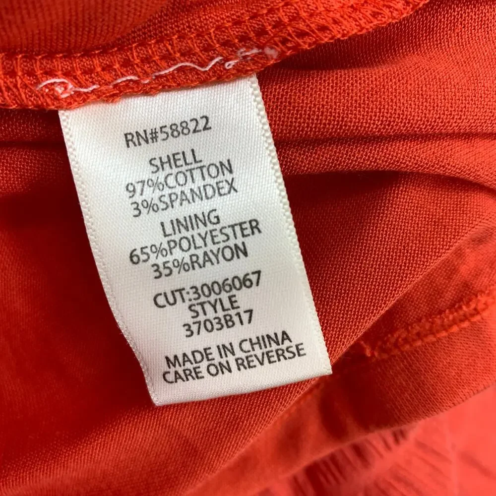 Max Studio A-Line Midi Skirt Womens Sz XL Red Orange Elastic Waist Gauzy NEW